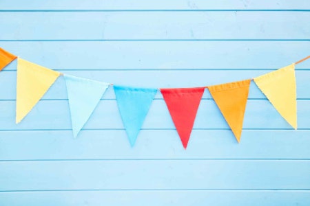 2. Choose Double Sided Bunting to Hang Across the Party Area, or Single Sided Bunting for Against a Wall