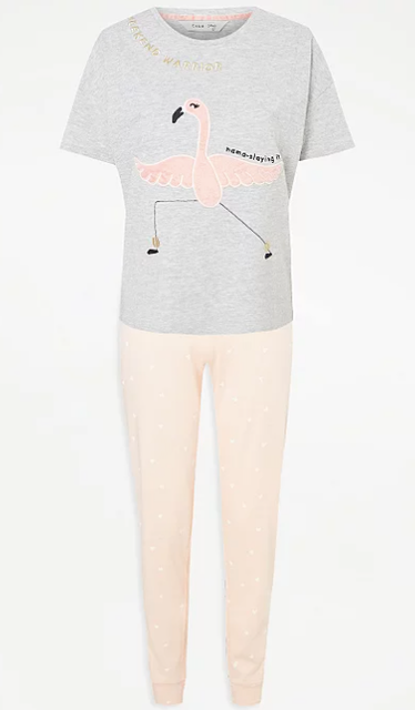 ASDA Flamingo Print Short Sleeve Pyjamas 1