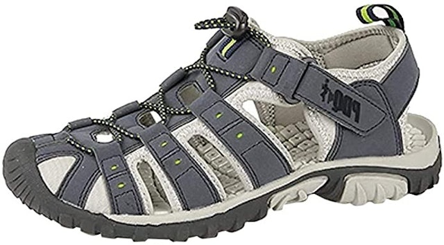 PDQ  Mens Toggle & Touch Fastening Synthetic Nubuck Trail Sandals 1