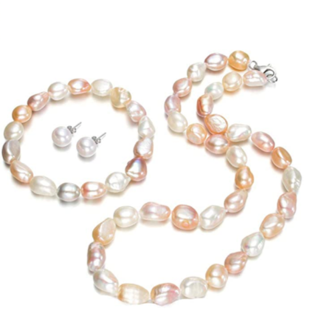 TreasureBay Natural Baroque Pearl Necklace, Bracelet & Earrings 1