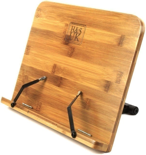 H&S Bamboo Adjustable Cookbook Stand 1