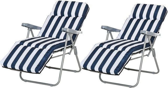 Outsunny Set of 2 Patio Recliners with Cushions 1
