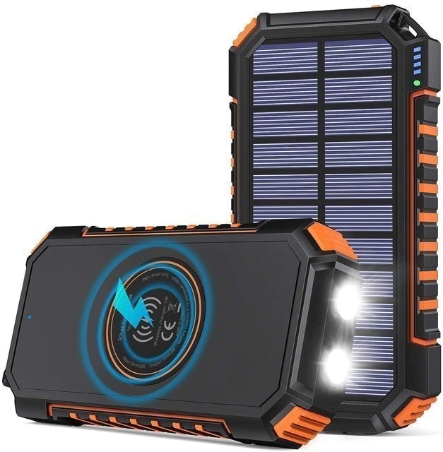 Hiluckey Wireless Solar Charger Qi Power Bank With 4 Outputs & LED Flashlight 1