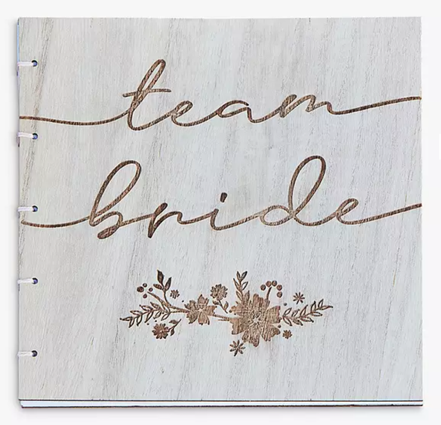 Ginger Ray  "Team Bride" Wooden Cover Guest Book  1