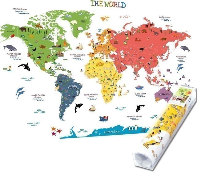  HomeEvolution Kids Educational World Map Wall Decal 1
