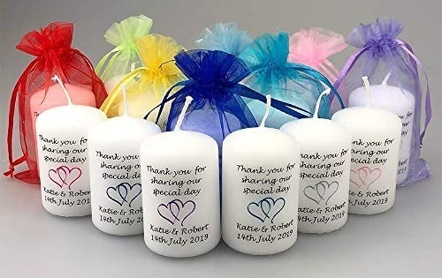 Just Candles Ltd 10 x Personalised Wedding Favour Candles 1