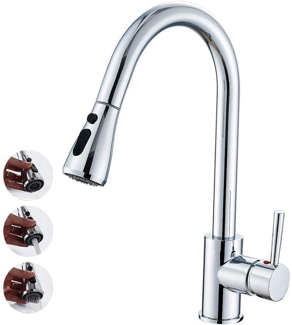 Heable Single Handle High Arch Pull-Out Tap 1
