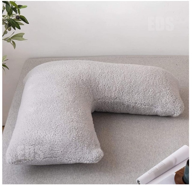 Eds  Silver Teddy Fleece V-Shape Pillow with Pillowcase  1