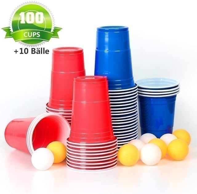 MOZOOSON Beer Pong Set - 100 American Party Cups and 10 Balls 1