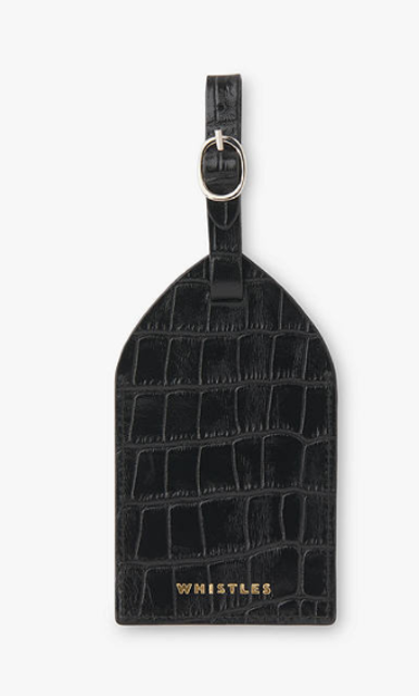 Whistles Croc Embossed Leather Luggage Tag 1