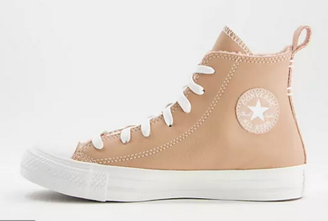 Converse Chuck Taylor All Star Hi Cosy Club Trainers in Tan Leather 1