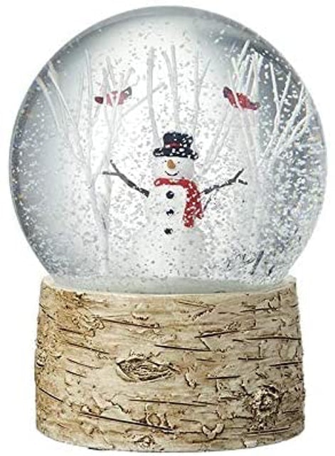 Heaven Sends Snowman with Robins & Trees Snow Globe 1