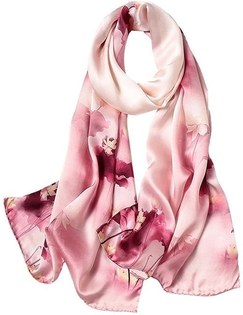 Story of Shanghai Pink Floral Mulberry Silk Scarf 1