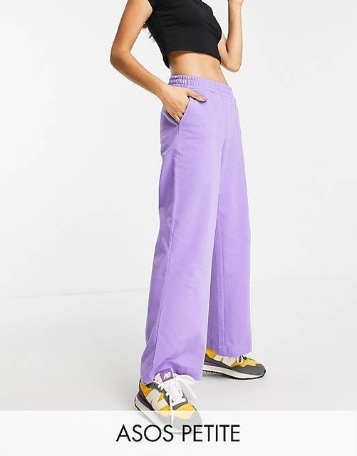 ASOS DESIGN Petite Low Rise Straight Leg Jogger With Pintuck In Purple 1