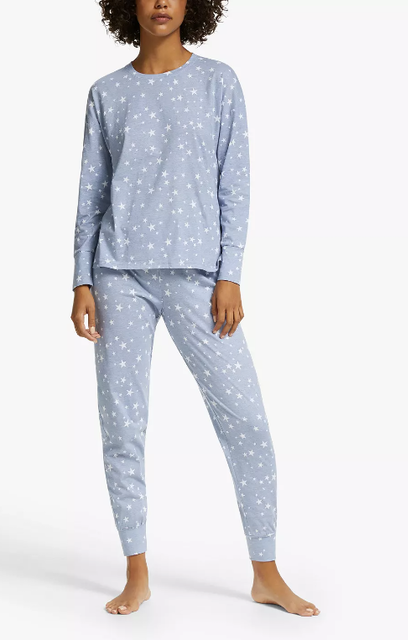John Lewis & Partners Osca Star Step Hem Cotton Pyjama Set 1