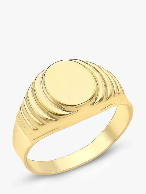 IBB Personalised 9ct Gold Unisex Oval Signet Ring 1