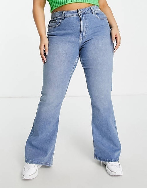 Pieces Curve Peggy High Waisted Flared Jeans 1
