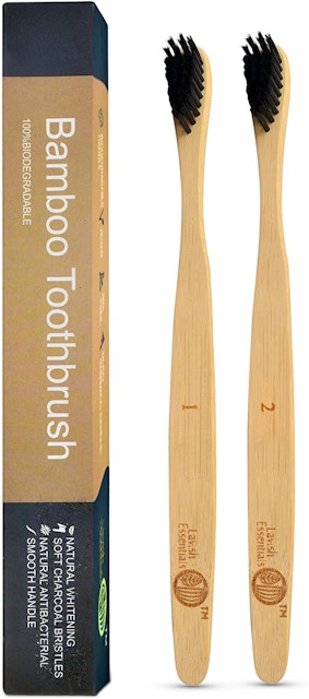 Lavish Essentials  Vegetable Charcoal Bamboo Toothbrushes 1