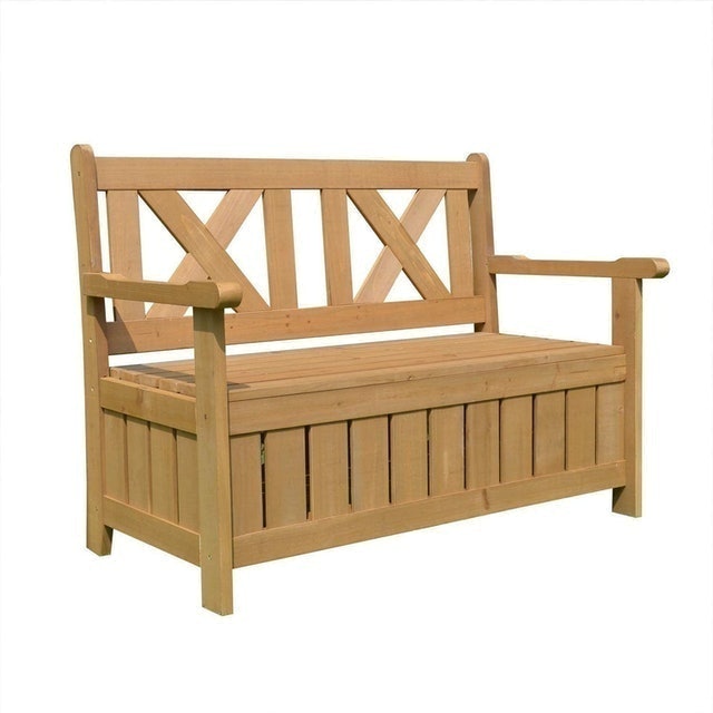AIRWAVE Wooden Darcy 2 Seater Garden Storage Bench Seat 1