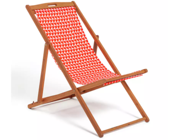 Habitat Geo Orange Wooden Deck Chair 1