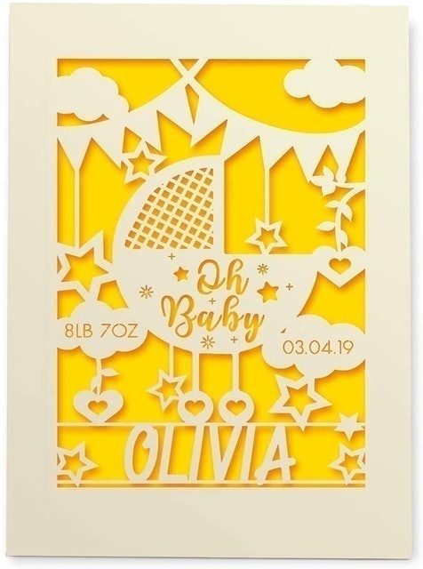 EDSG Personalised New Baby Card Laser Paper Cut Greeting Cards 1