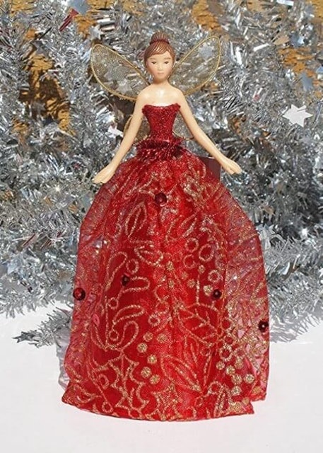 Amazon Gisela Graham Red Glitter Fairy Christmas Tree Topper 1