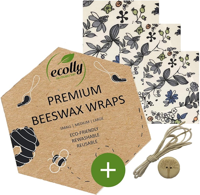 Ecolly Premium Beeswax Wraps With Wooden Button & Cotton Thread 1