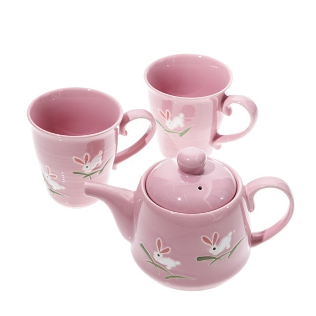 Japan Centre Pink Rabbit Ceramic Teapot and Mug Set 1