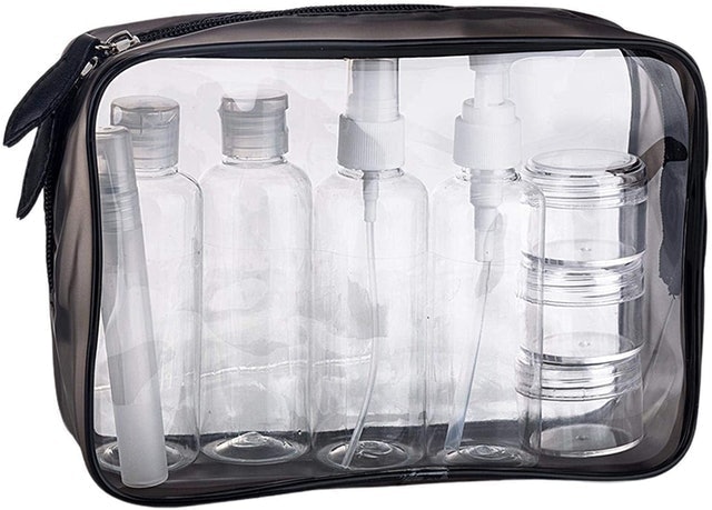  MOCOCITO Clear Toiletry Bag With 8 Bottles 1