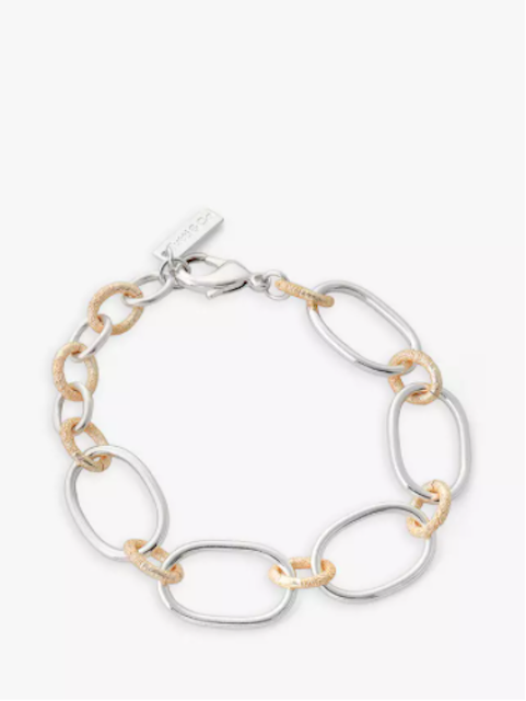 Tutti & Co Two Tone Oval Link Chain Bracelet, Silver/Gold 1