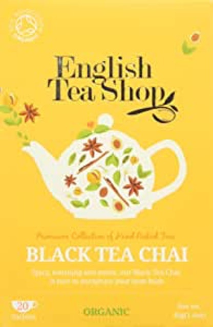 English Tea Shop Organic Black Tea Chai - 20 Paper Tea Bag Sachets  1