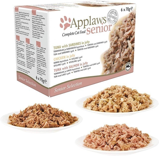 Applaws Wet Cat Food for Senior Adult Cats, Multipack Tuna and Chicken Selection in Jelly 1