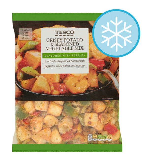 Tesco Crispy Potatoes & Seasoned Vegetable Mix  1