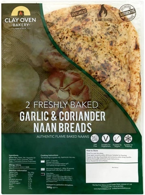 Clay Oven Bakery Garlic & Coriander Naan Breads 1