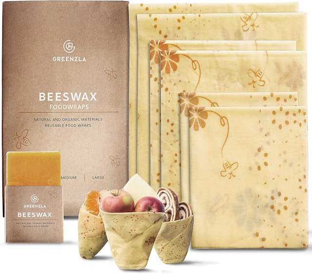Greenzla Reusable Beeswax Food Wrap With Wax Replenisher Bar 1