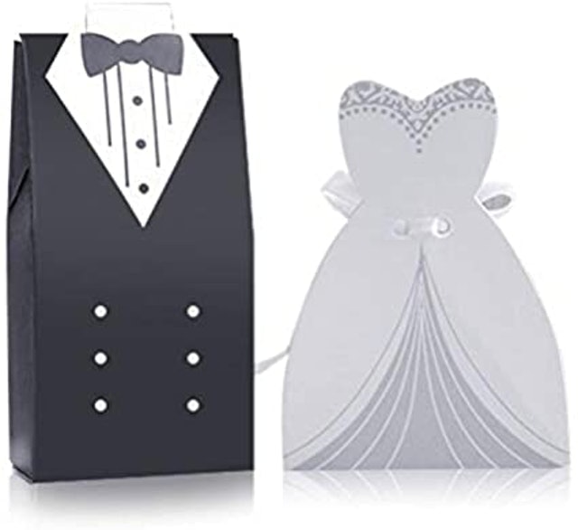 G2PLUS 50 Bride and Groom Gift Favour Bags 1