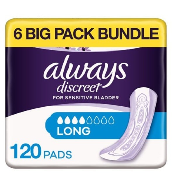 Always Discreet Incontinence Pads, Long 1