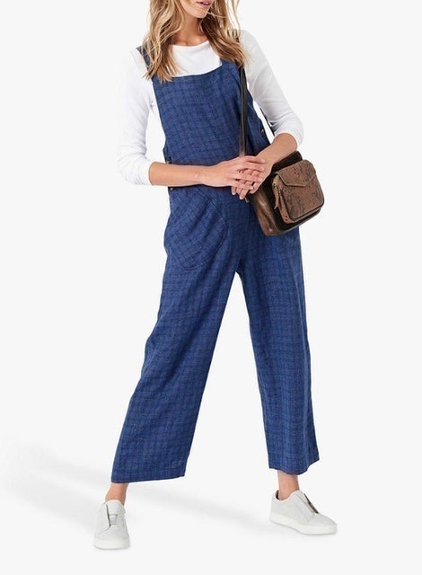 Brora Checked Linen Dungarees 1