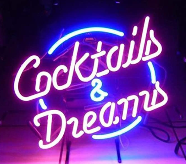 LiQi Cocktails and Dreams Glass Neon Light Sign 1
