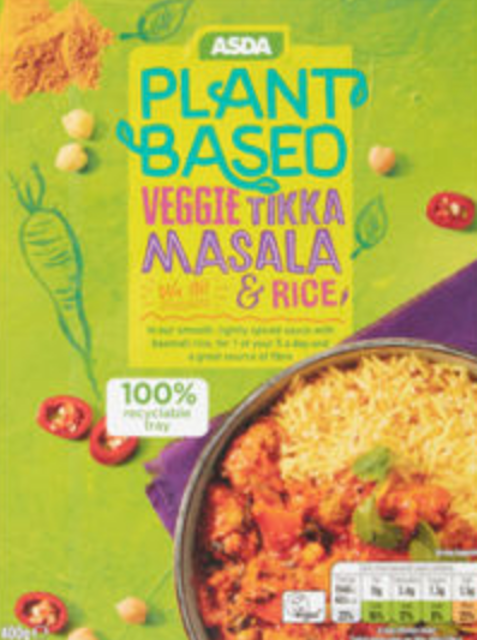ASDA Plant Based Veggie Tikka Masala & Rice 1